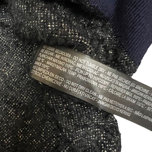 Zara Sweater Womens M Blue Fuzzy Leopard Hi Low Silver Animal Print Party Knit - Picture 10 of 10